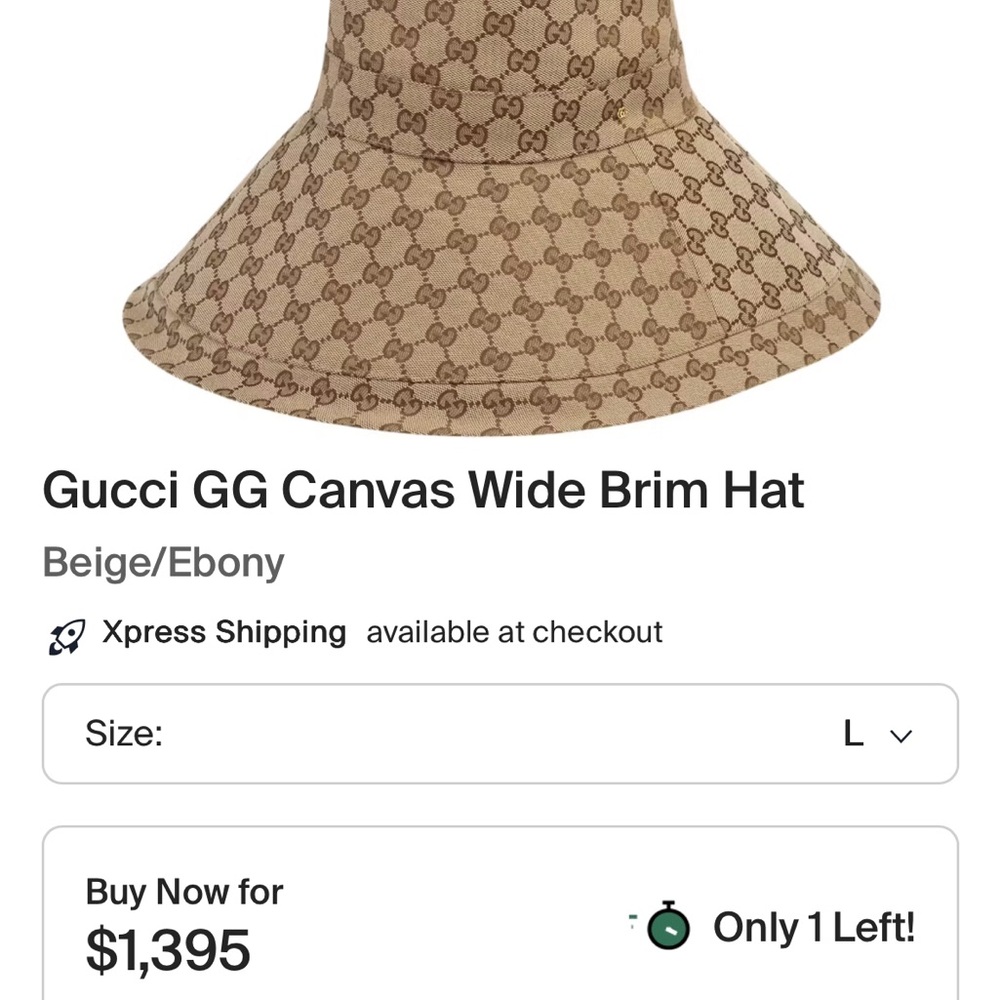 Gucci Beige GG Monogram Hat - Picture 5 of 6